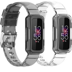 Clear Fitbit Inspire 3 Bands for Men or Women pack of 2 - Clear and Black